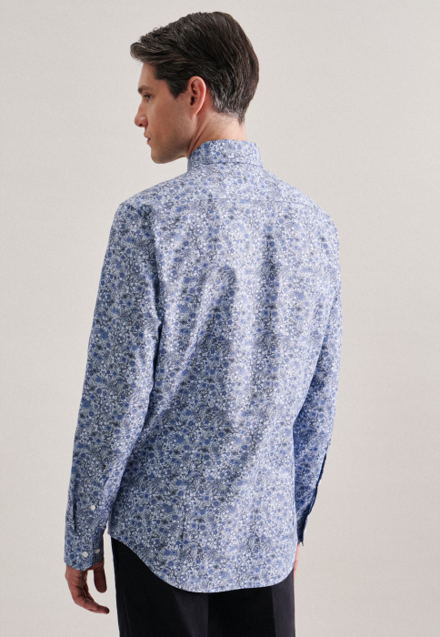Camasa bumbac structurat barbati SEIDENSTICKER Slim print floral albastru [4]