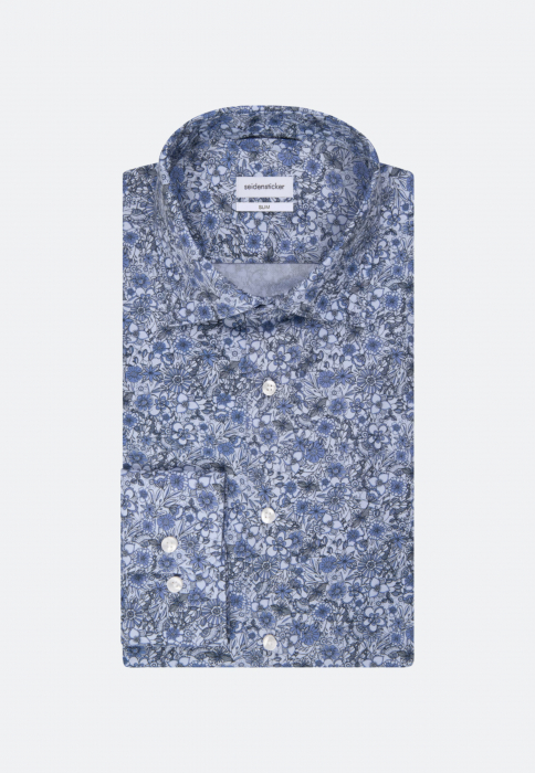 Camasa bumbac structurat barbati SEIDENSTICKER Slim print floral albastru [7]