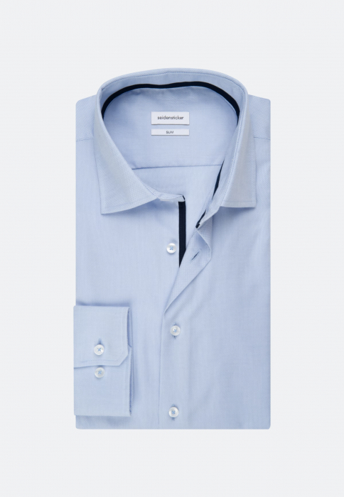 Camasa bumbac structurat NON-IRON barbati SEIDENSTICKER Slim bleu [7]