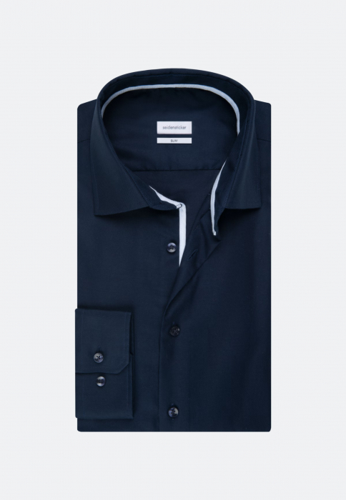 Camasa bumbac structurat NON-IRON barbati SEIDENSTICKER Slim bleumarin [7]