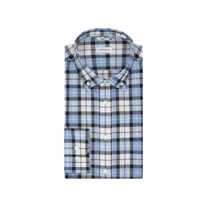 Camasa bumbac twill barbati SEIDENSTICKER Slim carouri bleumarin [3]