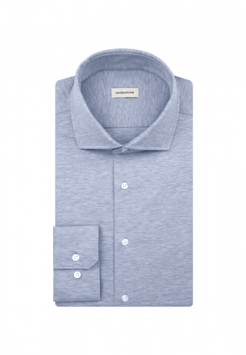 Camasa jerseu bumbac barbati SEIDENSTICKER Slim bleu melanj [4]