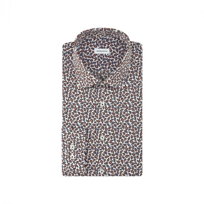 Camasa bumbac barbati SEIDENSTICKER Slim print portocaliu paisley [3]