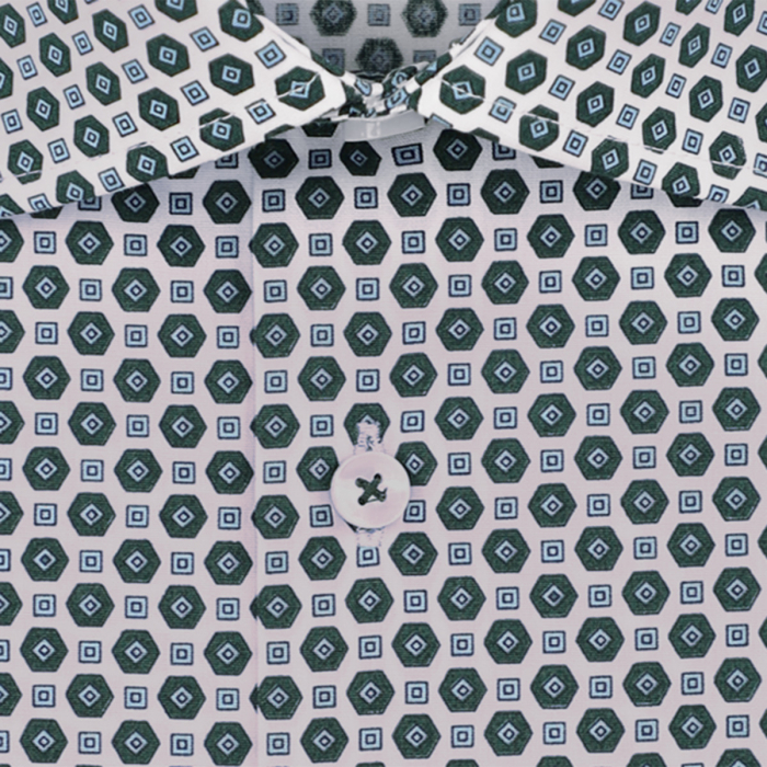 Camasa bumbac barbati SEIDENSTICKER Slim print verde hexagoane [2]