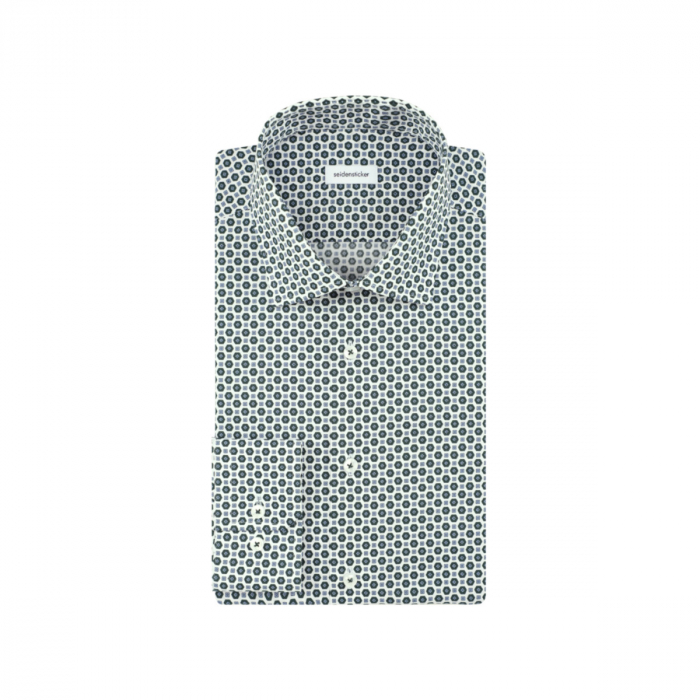 Camasa bumbac barbati SEIDENSTICKER Slim print verde hexagoane [3]