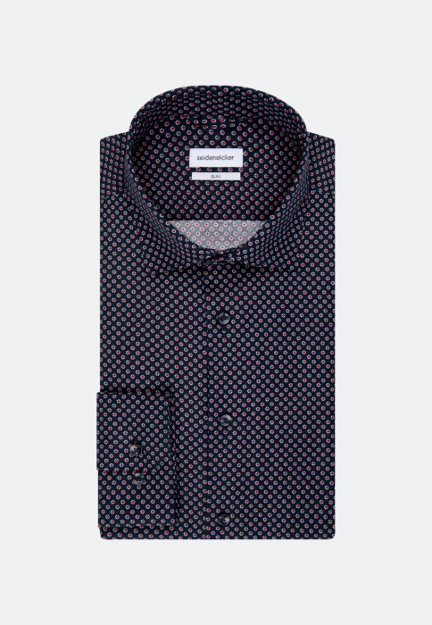 Camasa bumbac twill barbati SEIDENSTICKER Slim bleumarin print rosu [6]