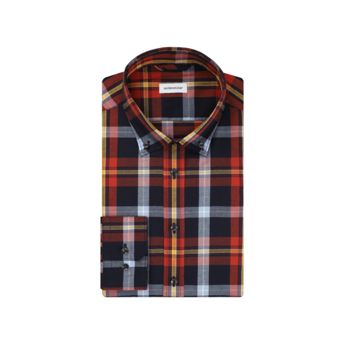 Camasa bumbac twil barbati SEIDENSTICKER Slim carouri portocaliu [3]