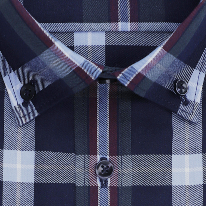 Camasa bumbac twil barbati SEIDENSTICKER Slim carouri bleumarin/verde [2]
