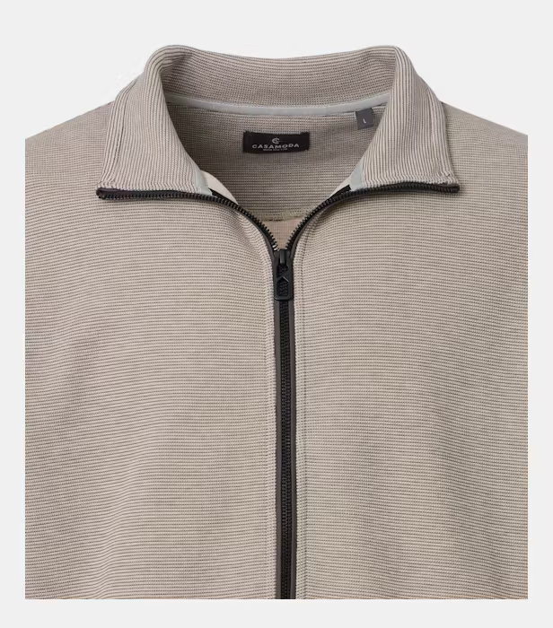 Cardigan bumbac structurat fermoar buzunare barbati CASA MODA bej [3]