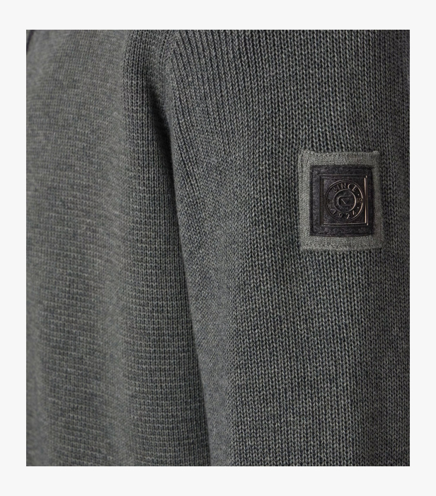 Cardigan buzunare fermoar bumbac barbati CASA MODA oliv inchis [4]