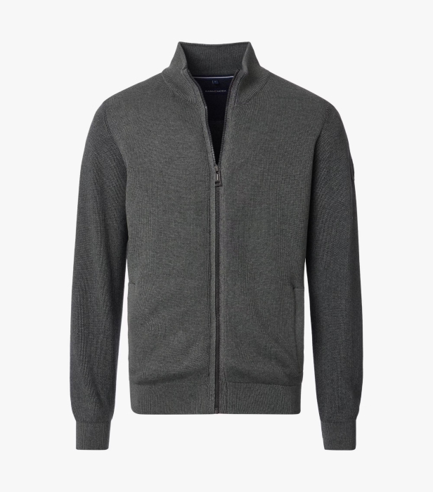 Cardigan buzunare fermoar bumbac barbati CASA MODA oliv inchis [1]
