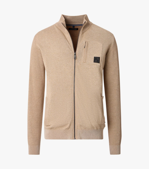 Cardigan buzunare fermoar bumbac barbati CASA MODA bej [1]