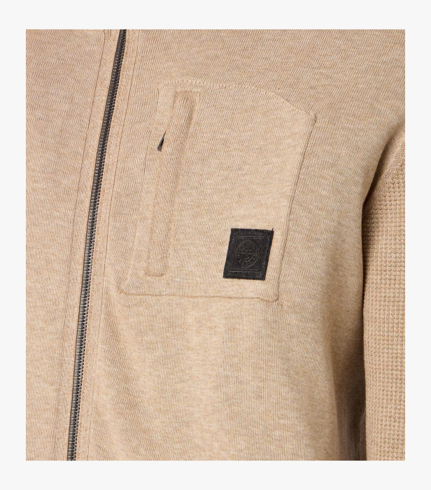 Cardigan buzunare fermoar bumbac barbati CASA MODA bej [4]