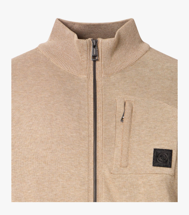 Cardigan buzunare fermoar bumbac barbati CASA MODA bej [3]