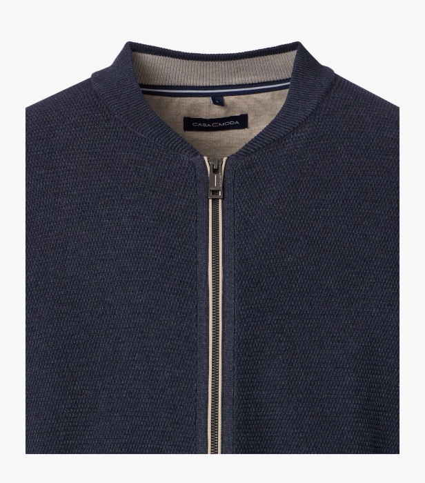 Cardigan fermoar buzunare bumbac barbati CASA MODA bleumarin [3]