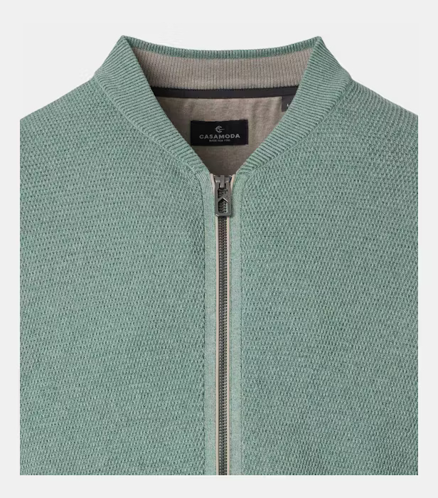Cardigan bumbac fermoar buzunare barbati CASA MODA verde deschis [3]