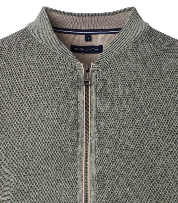 Cardigan fermoar buzunare bumbac barbati CASA MODA oliv [3]
