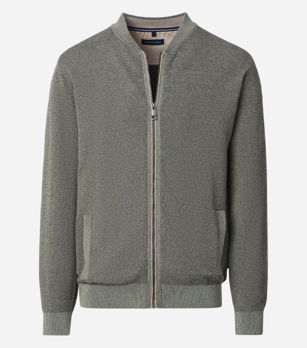 Cardigan fermoar buzunare bumbac barbati CASA MODA oliv [1]