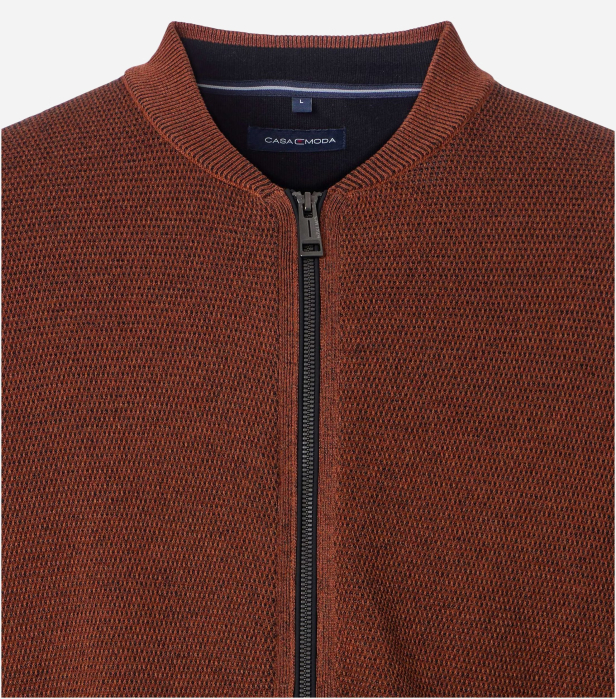 Cardigan fermoar buzunare bumbac barbati CASA MODA portocaliu inchis [3]