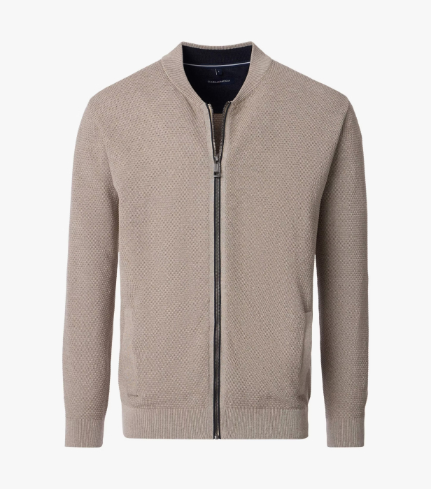 Cardigan fermoar buzunare bumbac barbati CASA MODA bej [1]