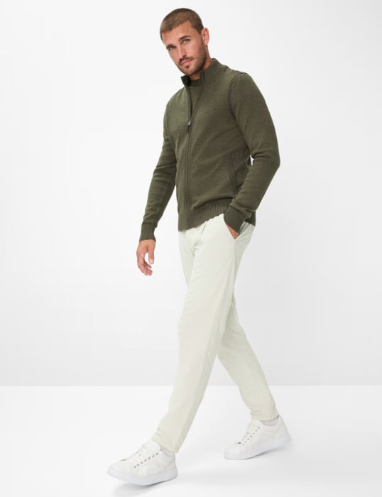 Cardigan lana/bumbac barbati BRAX JAKE kaki [5]