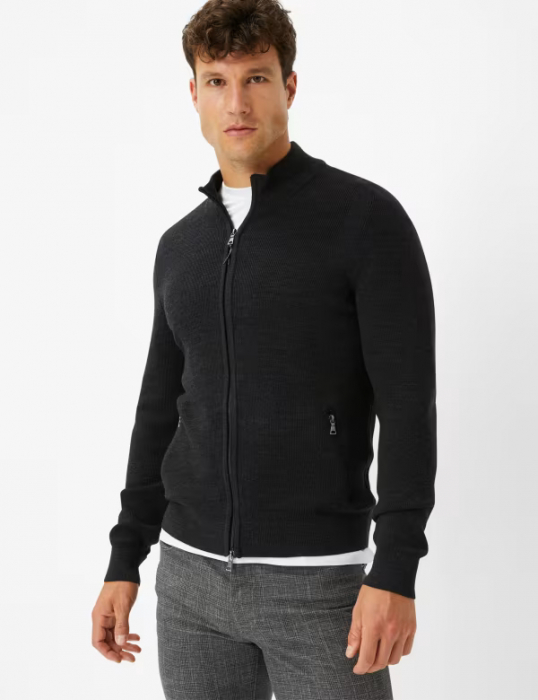 Pulover cardigan lana/bumbac barbati BRAX JOHN antracit [2]