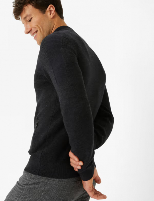 Pulover cardigan lana/bumbac barbati BRAX JOHN antracit [6]