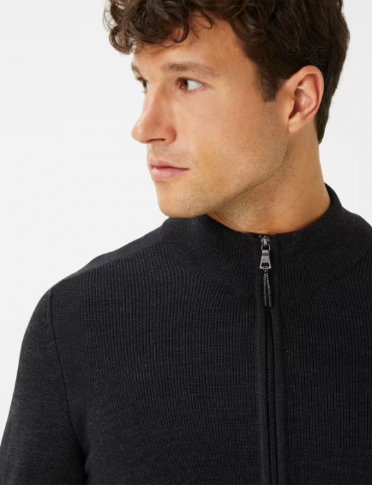 Pulover cardigan lana/bumbac barbati BRAX JOHN antracit [7]