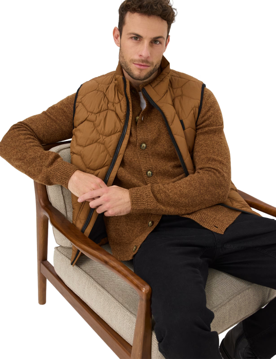 Cardigan lana nasturi barbati BRAX JEFF 272358-70133100 maro melanj [6]