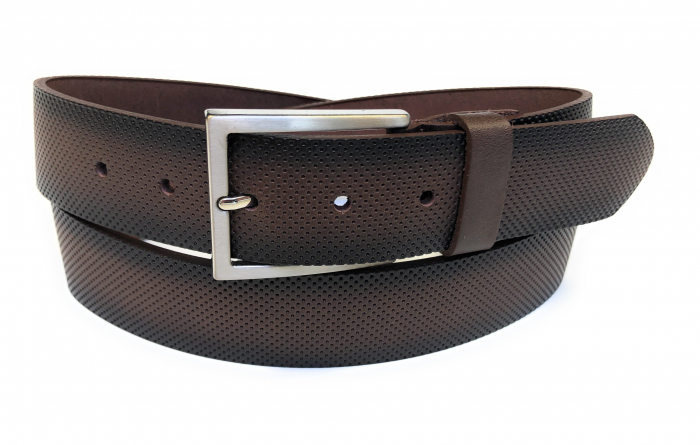 Curea casual piele embosata barbati MR. BUTTERMAKER maro [1]