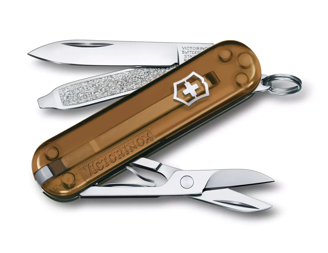 Cutit de buzunar multifunctional VICTORINOX Classic SD 7 functii maro transparent Chocolate Fudge [1]