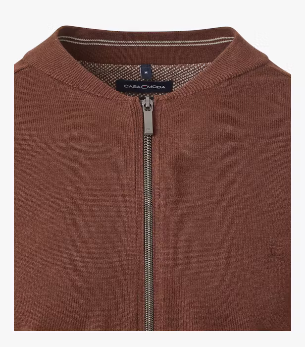 Cardigan cu fermoar bumbac Pima barbati CASA MODA 004440 maro [3]