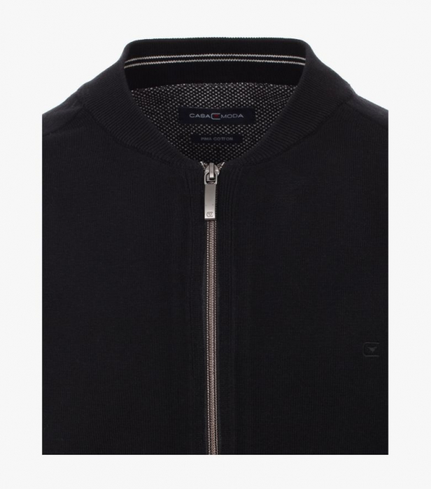 Cardigan cu fermoar bumbac Pima barbati CASA MODA 004440 negru [3]