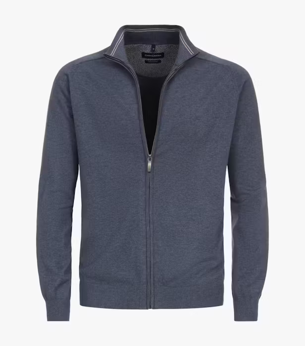 Cardigan fermoar bumbac Pima barbati CASA MODA 004450 albastru [1]