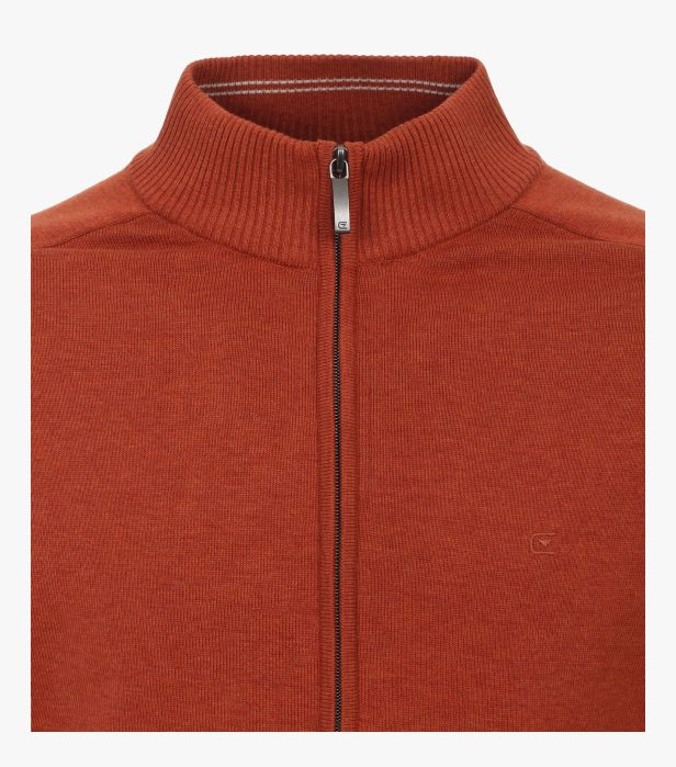 Cardigan fermoar bumbac Pima barbati CASA MODA 004450 caramiziu [3]