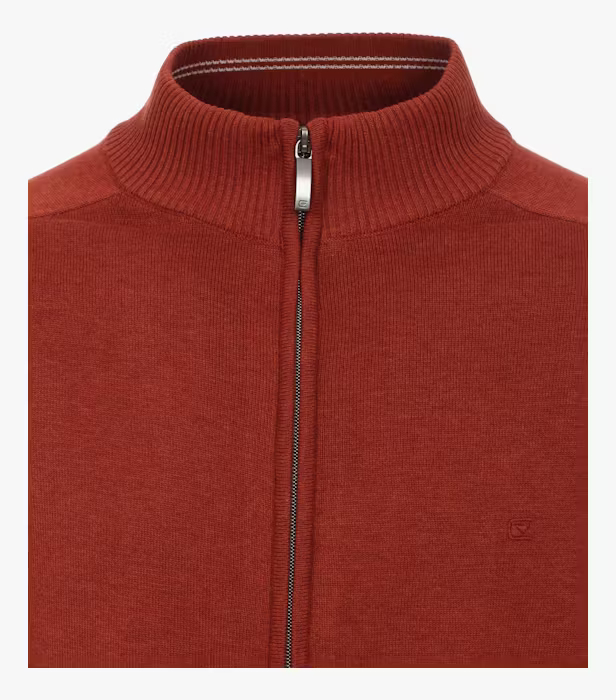 Cardigan fermoar bumbac Pima barbati CASA MODA 004450 caramiziu [3]