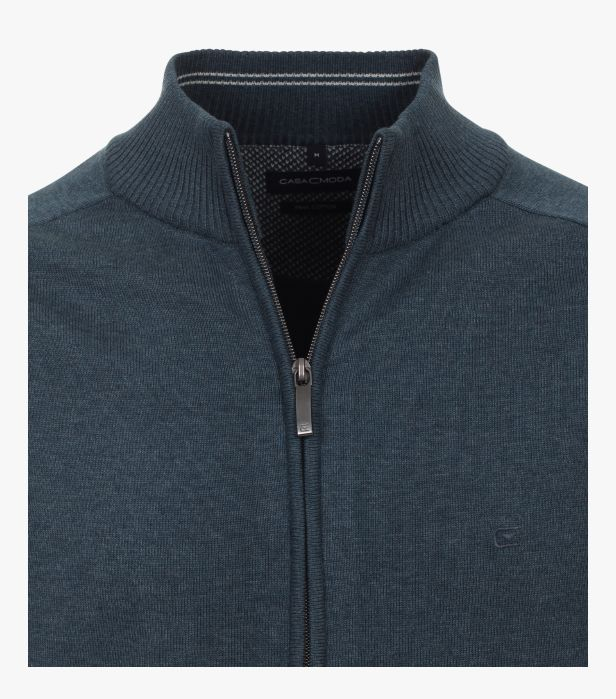 Cardigan fermoar bumbac Pima barbati CASA MODA 004450 gri albastrui [3]