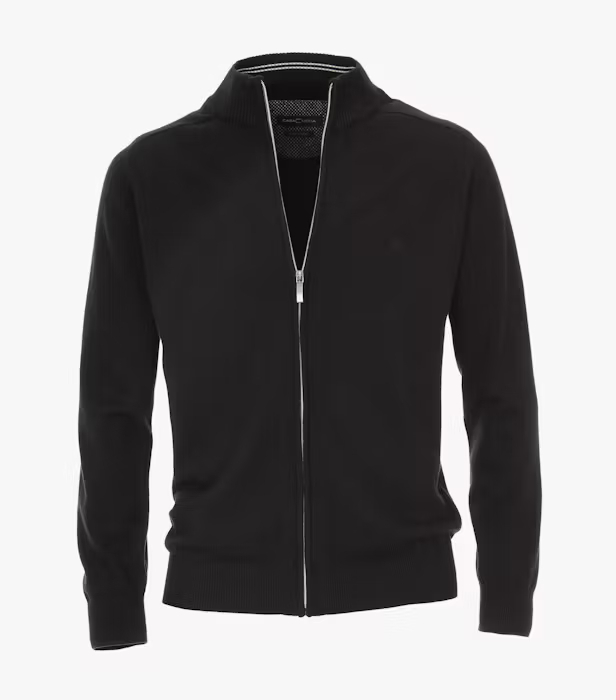 Cardigan fermoar bumbac Pima barbati CASA MODA 004450 negru [1]