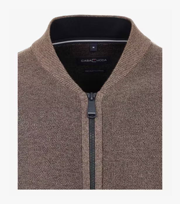 Cardigan fermoar bumbac barbati CASA MODA bej [3]