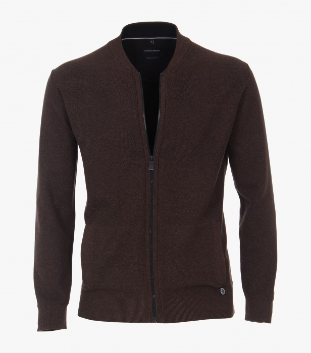 Cardigan fermoar bumbac barbati CASA MODA maro inchis [1]