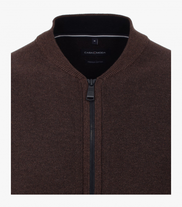 Cardigan fermoar bumbac barbati CASA MODA maro inchis [3]