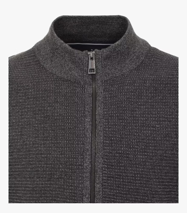 Cardigan fermoar bumbac structurat barbati CASA MODA gri [3]