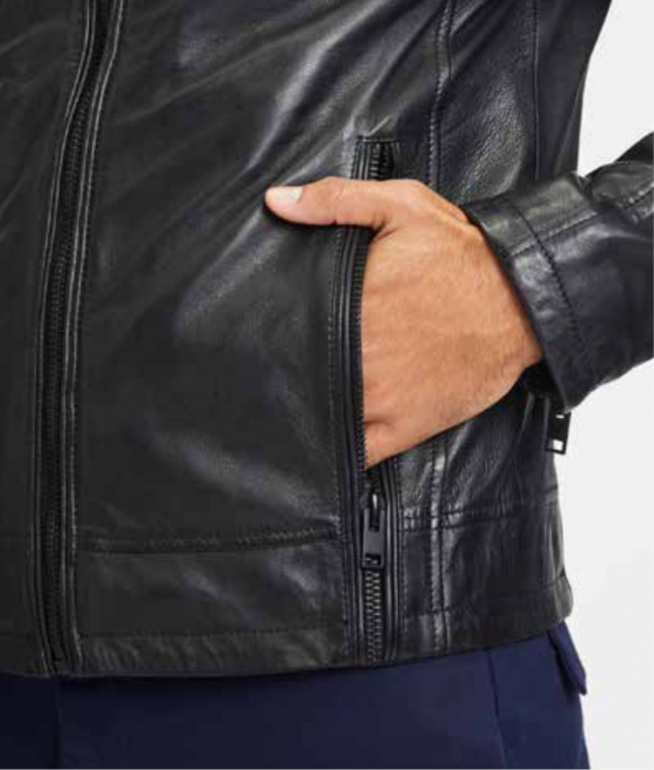 Jacheta piele biker barbati Slim Mauritius 2.0 SHIRU negru [6]