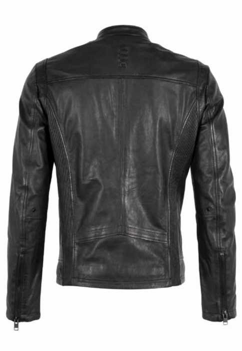 Jacheta piele biker barbati Slim Mauritius 2.0 SHIRU negru [2]