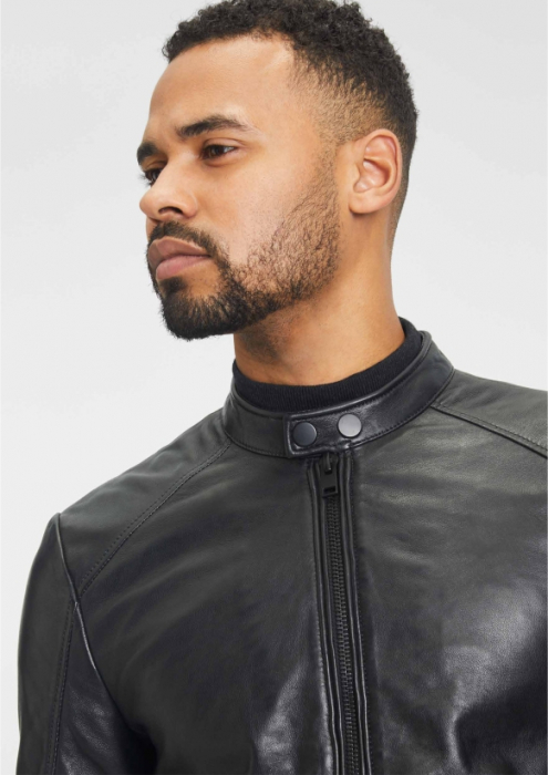 Jacheta piele biker barbati Slim Mauritius 2.0 SHIRU negru [4]