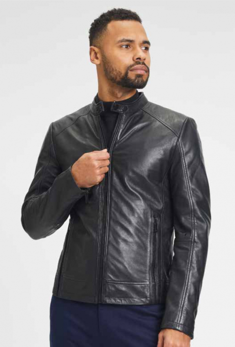 Jacheta piele biker barbati Slim Mauritius 2.0 SHIRU negru [3]