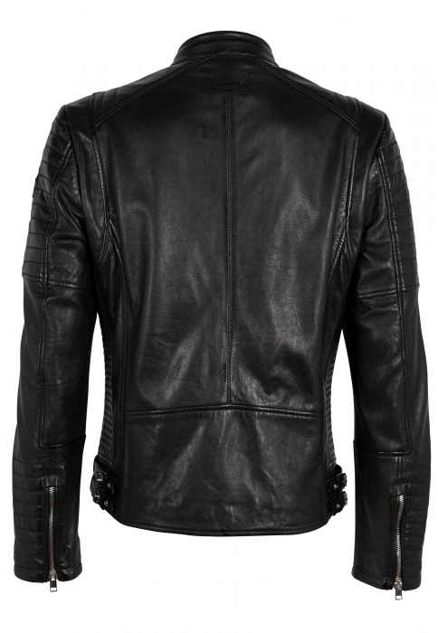 Jacheta piele biker barbati Regular MAURITIUS Carius negru [2]