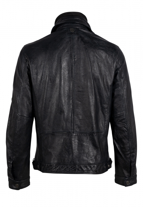 Jacheta piele biker barbati Regular MAURITIUS Taho bleumarin [2]