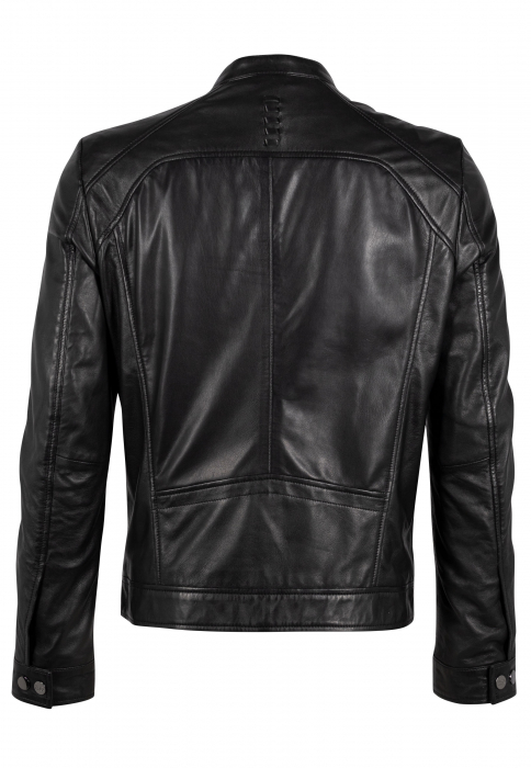 Jacheta piele biker barbati Slim Mauritius 2.0 IGNACY negru [2]