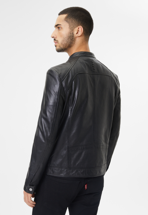 Jacheta piele biker barbati Slim Mauritius 2.0 IGNACY negru [5]